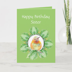 Sister Custom Birthday Rufous Hummingbird Karte