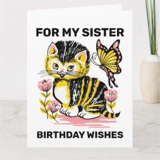 SISTER CUTE CAT HAPPY BIRTHDAY CARD KARTE