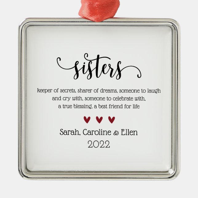 Sister Definition Custom Christmas Ornament Aus Metall (Vorne)