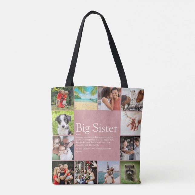 Sister Definition Girly Pink Fun Foto Collage Tasche (Rückseite)