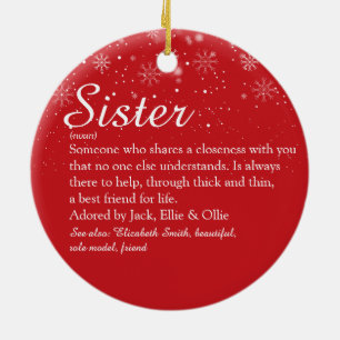Sister Definition Schneeflocken Foto Weihnachten Keramik Ornament