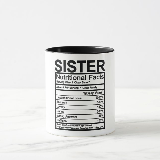 Sister ernährungsphysiologische Fakten Tasse (Zentrum)