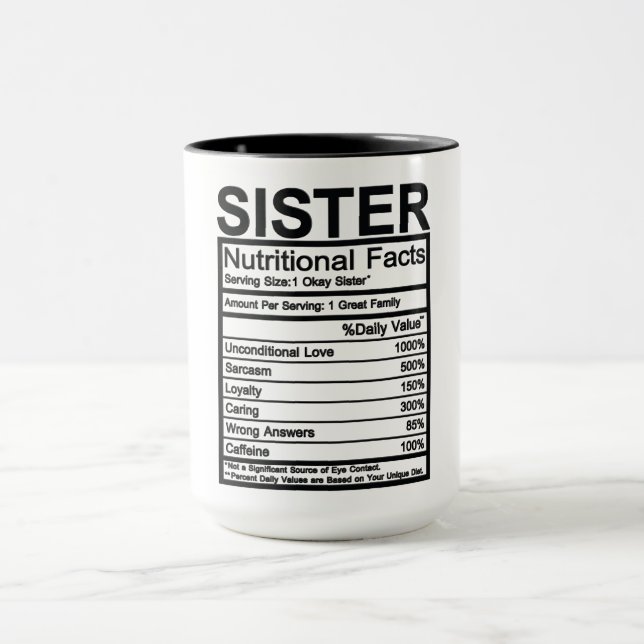Sister ernährungsphysiologische Fakten Tasse (Zentrum)