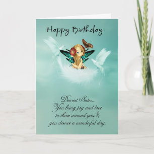 Sister Fairy Birthday Card With Doves Karte