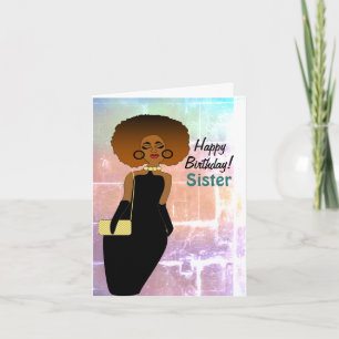 Sister Funny African American Happy Birthday Karte