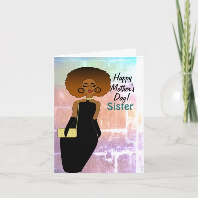 Sister Funny African American Mother Day Karte (Vorderseite)