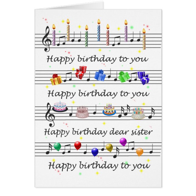 Sister Funny Happy Birthday Song Sheet Music (Vorne)