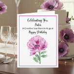Sister Happy August Birthday Lila Poppy Karte<br><div class="desc">Diese elegante lila Mohn Aquarell-Geburtstagskarte für eine Schwester ist eine durchdachte Art, ihren Geburtstag zu feiern. Dieses Design, das die Blume der Geburt des Augusts, des Mohns, verkörpert Kraft, Schönheit und Herzenswünsche. Die sanften, lila Farbtöne verleihen der Touch eine angenehme Note und machen sie zum Geburtstag der Schwester.</div>