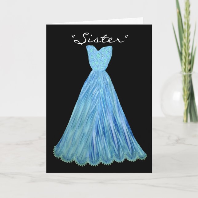 SISTER-in-LAW-Bridesmaid TURQUOISE BLAUE-Kleid Einladung (Vorderseite)