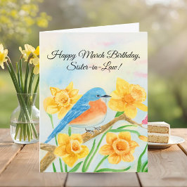 Sister-in-Law Happy March Birthday Blue Bird  Karte