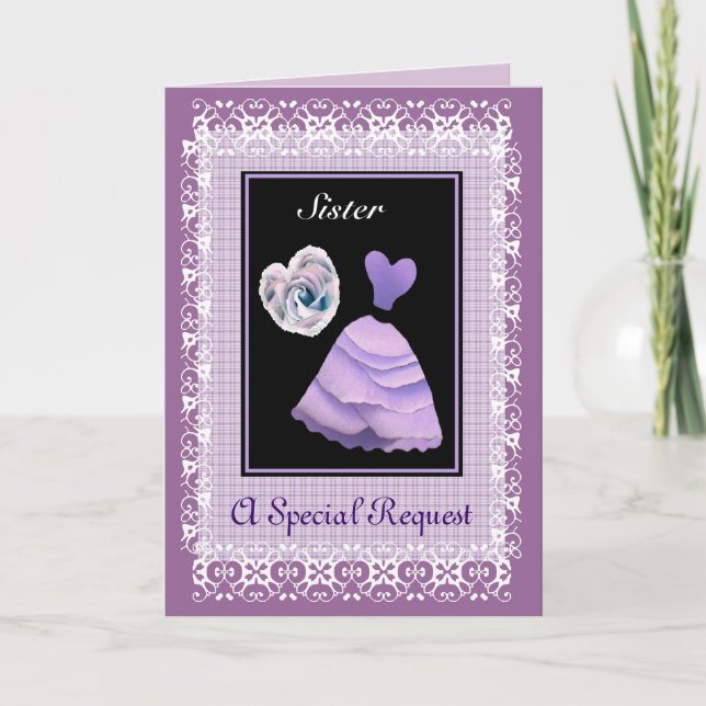 SISTER Junior Bridesmaid - LILA Gown Einladung (Vorderseite)
