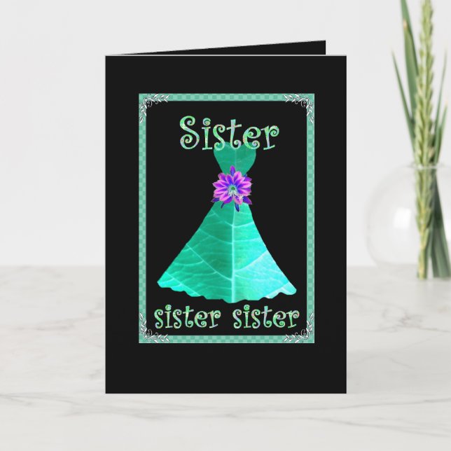 SISTER - Junior Bridesmaid mit AQUAMARINEM GREEN G Einladung (Vorderseite)