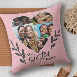 Sister Keepake Heart Collage Quote Kissen