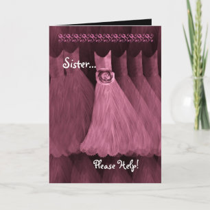 SISTER - MAID OF HONOR Invitation PINK Gown Einladung