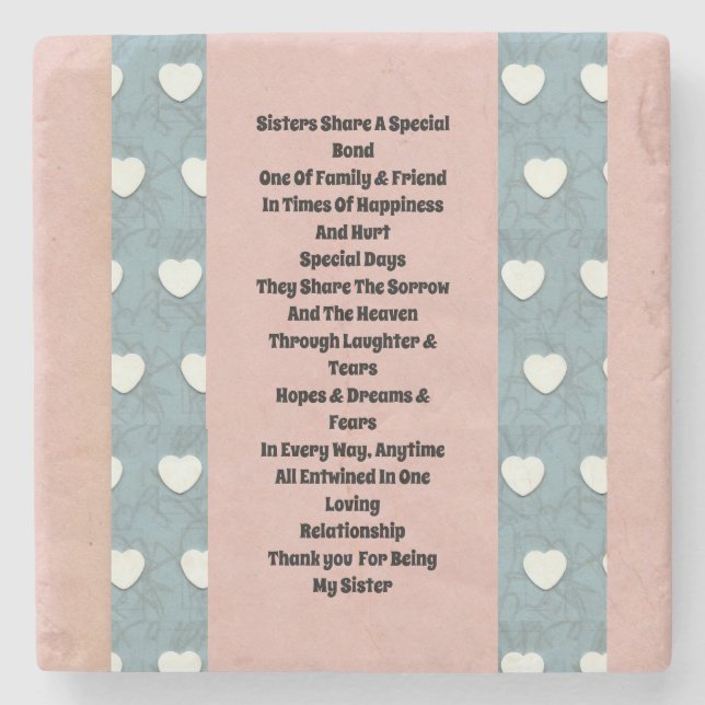 Sister Marshmallow Herz Steinuntersetzer (Vorderseite)