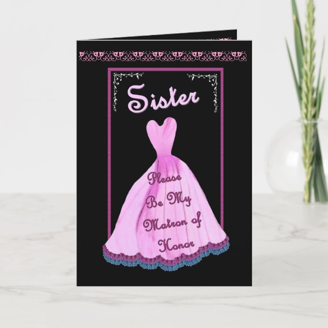 SISTER Matron of Ehre - PINK Gown Flower Trim Einladung (Vorderseite)