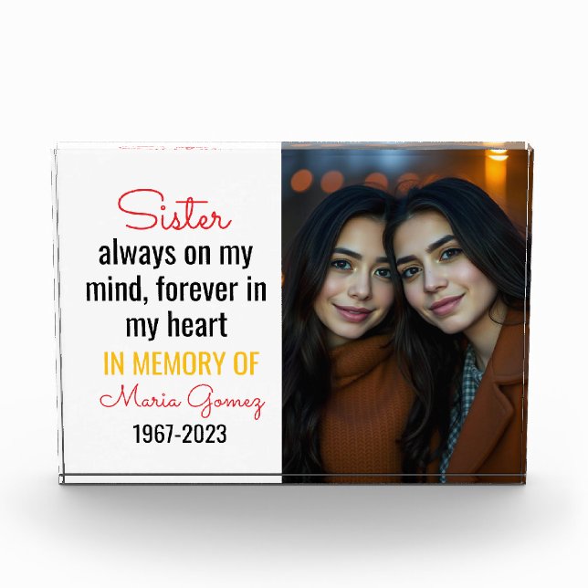 Sister Memorial Shirt - Immer im Kopf Fotoblock (Vorderseite)