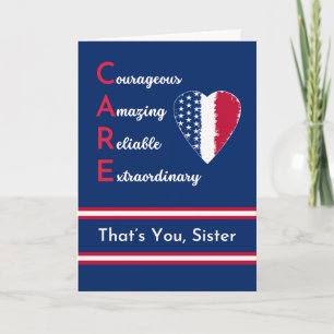 Sister Nurses Day Patriotic mit CARE und Herz Karte