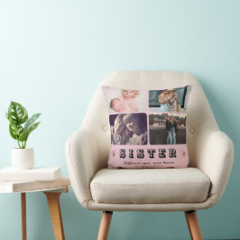 Sister Photo Collage – Different Ages, Same Hearts Kissen