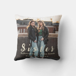 Sister Photo Collage Pillow – Same Hearts Always Kissen