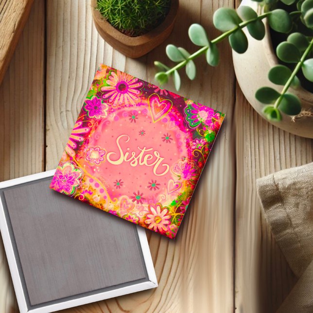 Sister Pink Hübsch Floral Inspirivity Magnet (Von Creator hochgeladen)