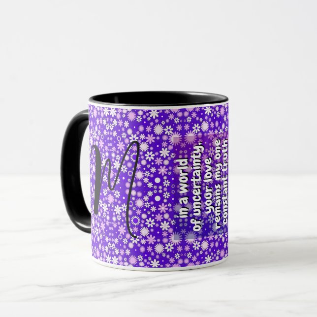Sister Quotes & Monogramm | Besondere Lila Blämche Tasse (Vorderseite Links)