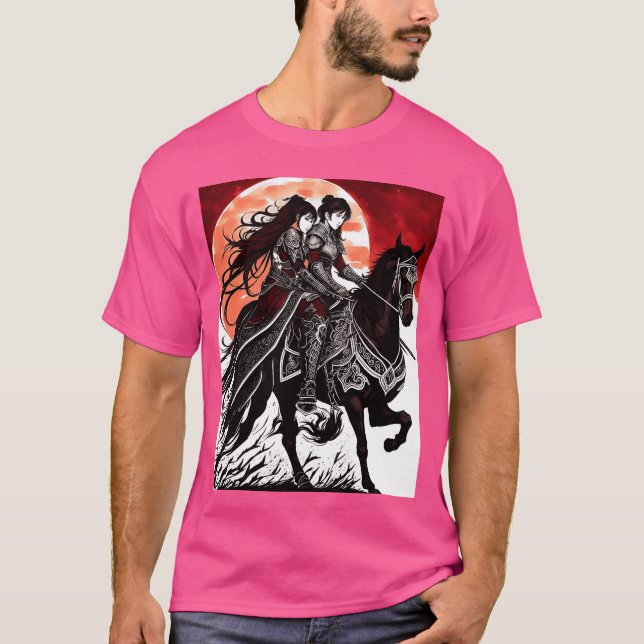 Sister Riding auf einem Kriegerpferd lustig T-Shirt (Vorderseite)