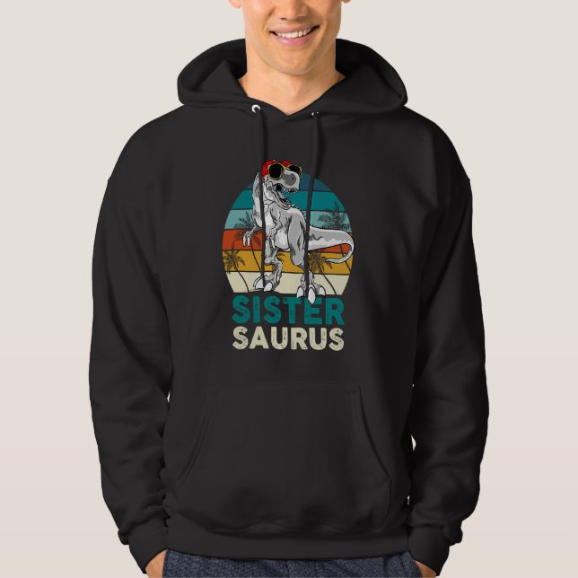 Sister Saurus Dinosaur Matching Family T Rex Vinta Hoodie (Vorderseite)