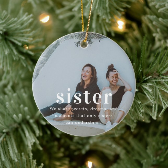 Sister | Sentimental Foto Keepake Weihnachten Keramik Ornament (Baum)