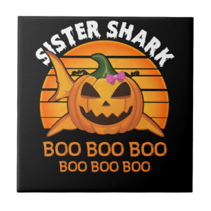 Sister Shark Boo Boo Boo Funny Halloween Geschenke Fliese