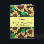 Sister Sunny Sonnenblumen Happy Birthday Karte<br><div class="desc">Feiern Sie den glücklichen Geburtstag Ihrer Schwester mit einer sonnigen,  hellen Sonnenblumenkarte. Die schlichten gelben Blüten verleihen dem dramatischen schwarzen Hintergrund Pop mit kräftigen Farben. Stilvoll,  modern und fröhlich,  ist das Aquarell- und Tintengemälde ein kreativer Weg,  um Sonnenblumen und Sonnenschein an einem besonderen Tag zu senden.</div>