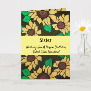 Sister Sunny Sonnenblumen Happy Birthday Karte