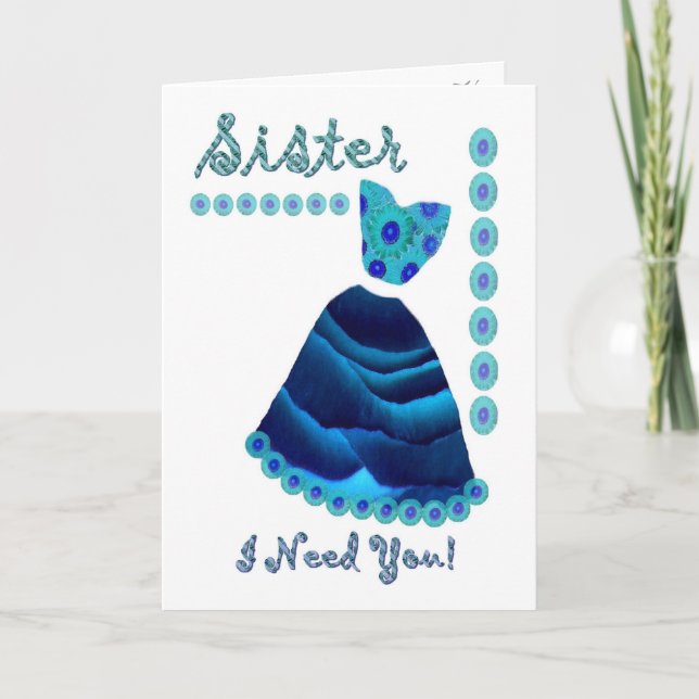 SISTER - Trauzeugin mit blauem Velvet Einladung (Vorderseite)
