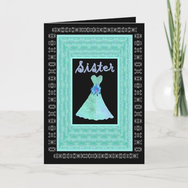 SISTER Trauzeugin TURQUOISE Kleid Petal Trimm Einladung (Vorderseite)
