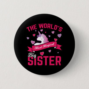 Sister Unicorn Geschenk Big Sister Magical Unicorn Button