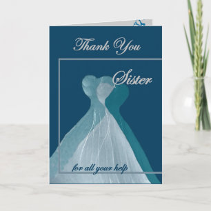 SISTER Vielen Dank Bridesmaid - AQUAMARIN Gowns Dankeskarte