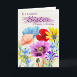 Sister Watercolor Wilde Blume Geburtskarte Karte<br><div class="desc">Hübsche Aquarellgarten Blume Stiefmütterchen in verschiedenen Farben,  alle Blume wurden ursprünglich von mir selbst bemalt. Eine süße Karte,  die perfekt für jede Dame ist.</div>