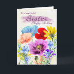 Sister Watercolor Wilde Blume Geburtstagskarte Karte<br><div class="desc">Hübsche Aquarellgarten Blume Stiefmütterchen in verschiedenen Farben,  alle Blume wurden ursprünglich von mir selbst bemalt. Eine süße Karte,  die perfekt für jede Dame ist.</div>