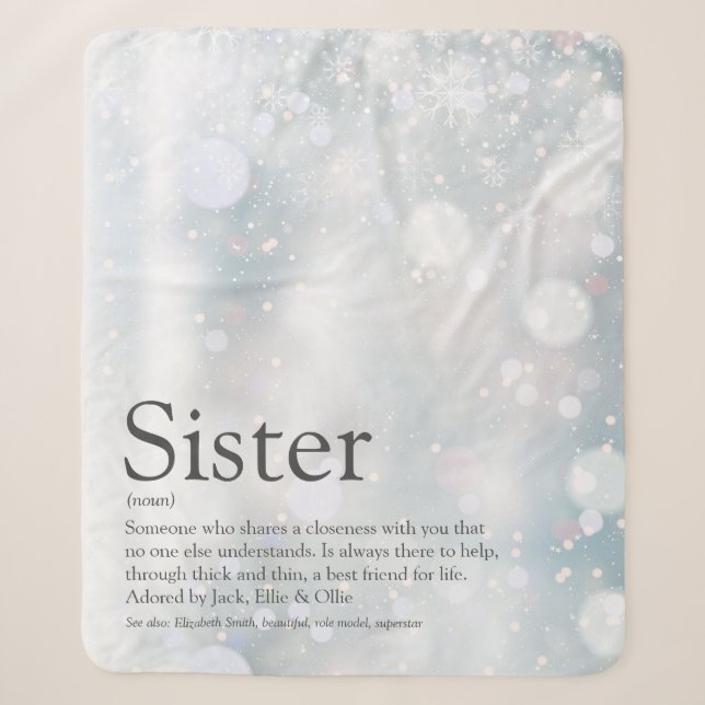 Sister Winter Holiday Snowflakes Fun Definition Sherpadecke (Vorderseite)