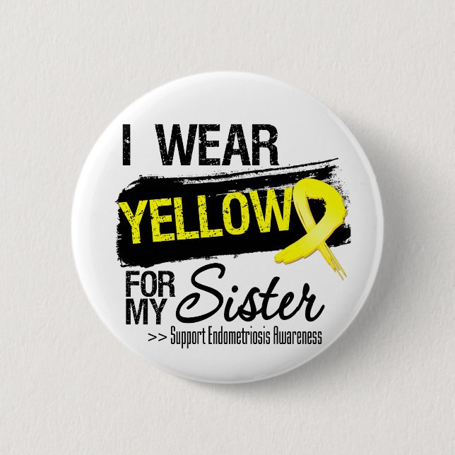 Sister Yellow Ribbon Endometriose Button (Vorderseite)