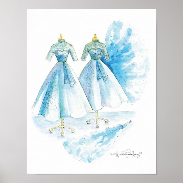 Sisters Blue Dress 11x14 von Heather French Henry Poster (Vorne)