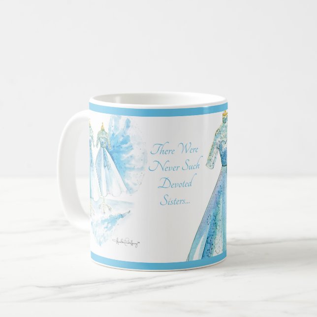 Sisters Blue Dress Tasse von Hether French Henry (Vorderseite Links)