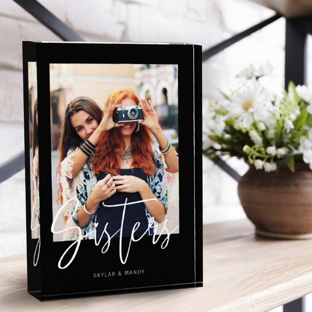Sisters Brush Script Modern Photo Layout Black Fotoblock (Von Creator hochgeladen)