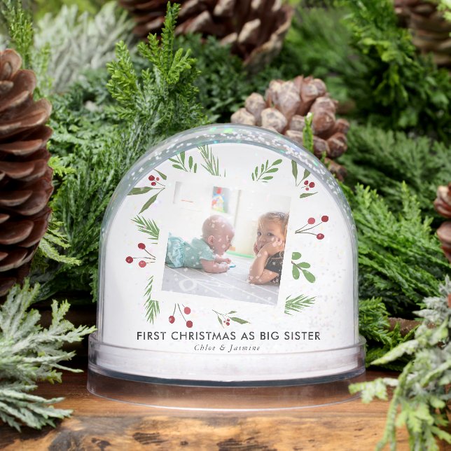 Sister's First Christmas Photo Holly Schneekugeln (Winter)
