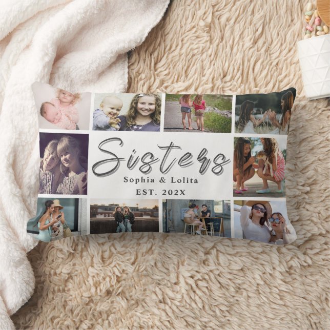 Sisters Forever – 10 Photo Custom Throw Pillow Lendenkissen (Decke)