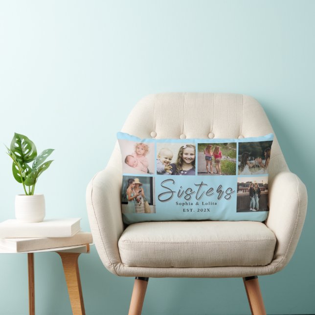 Sisters Forever – 6 Photo Custom Throw Pillow Lendenkissen (Stuhl )