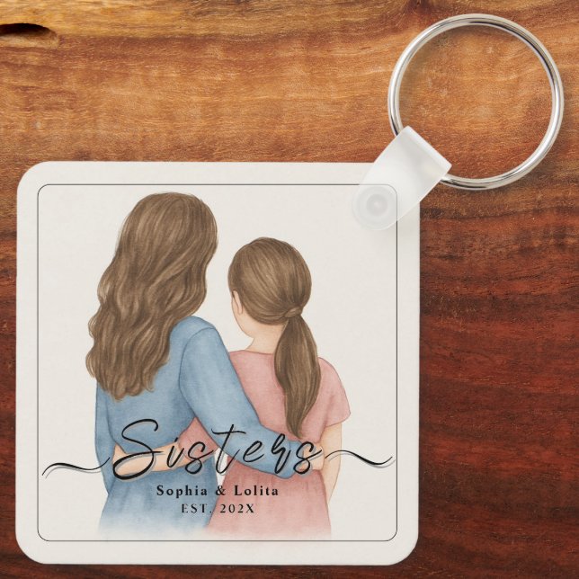 Sisters Forever – Custom Photo Keychain Gift Schlüsselanhänger (Rückseite)