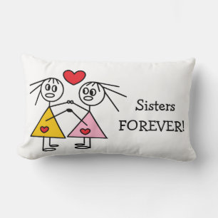 Sisters FOREVER Niedlich Girl Strichmännchen Desig Lendenkissen