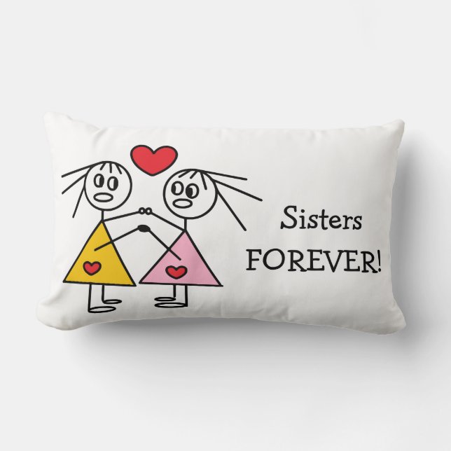 Sisters FOREVER Niedlich Girl Strichmännchen Desig Lendenkissen (Vorderseite)