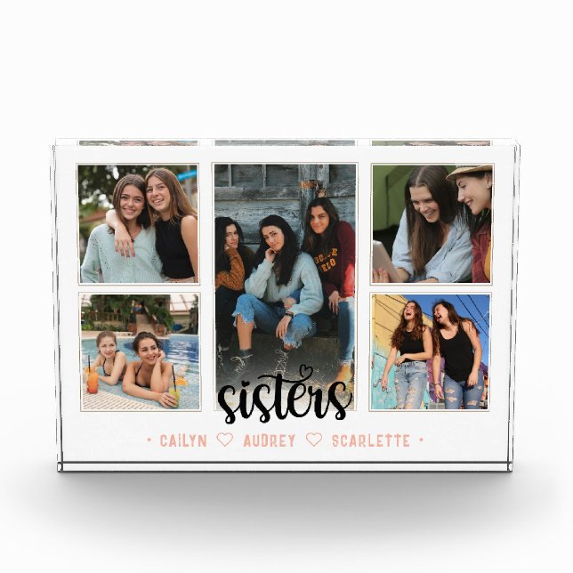 Sisters Foto Collage mit 5 Fotos und benutzerdefin (Vorderseite)